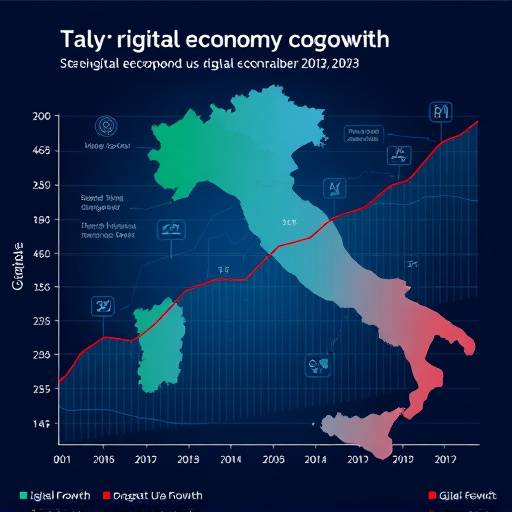 Grafico che mostra la crescita dell'economia digitale in Italia negli ultimi anni