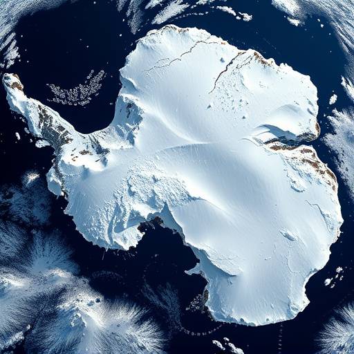 Immagine satellitare dell'Antartide con ghiacciai che si sciolgono.