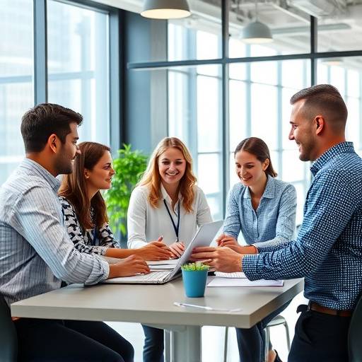 Persone che lavorano in un ufficio moderno, simbolo del mercato del lavoro.